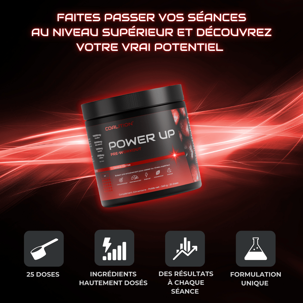 PRE - WORKOUT POWER UP V2 - BOISSON PRÉ - ENTRAÎNEMENT - Coalition